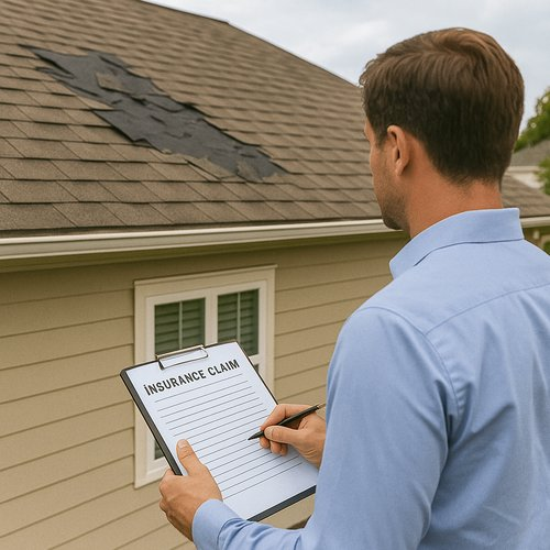 Roof insurance claim inspection with clipboard El Segundo