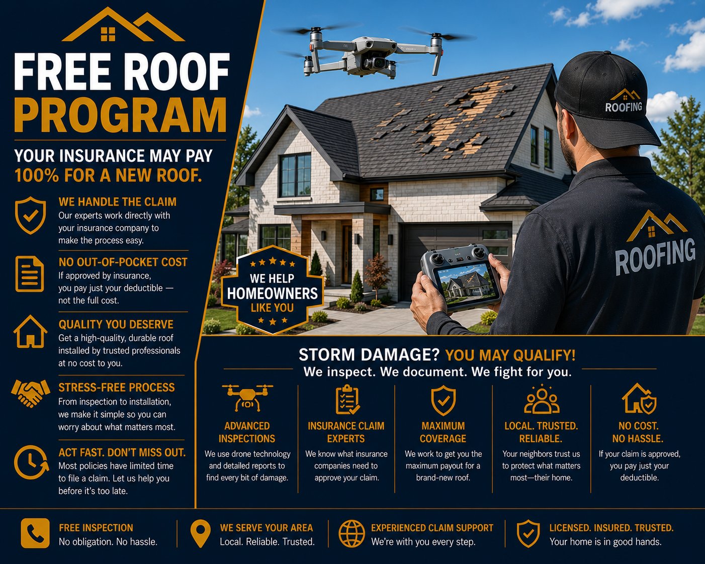 FREE ROOF Program Sunland insurance claim assistance