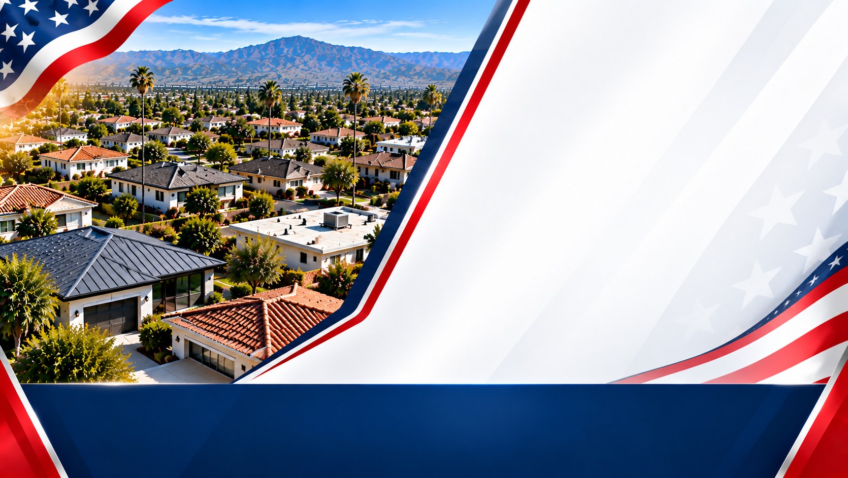Aerial view of Sunland, California neighbourhoods with the San Gabriel Mountains behind &mdash; Sunland Roofing