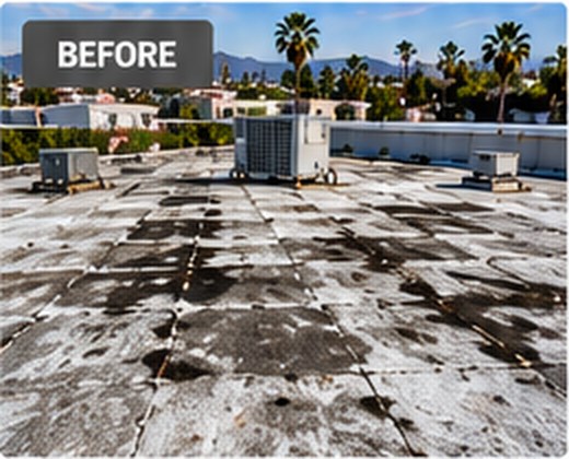Weathered Sunland flat roof before coating