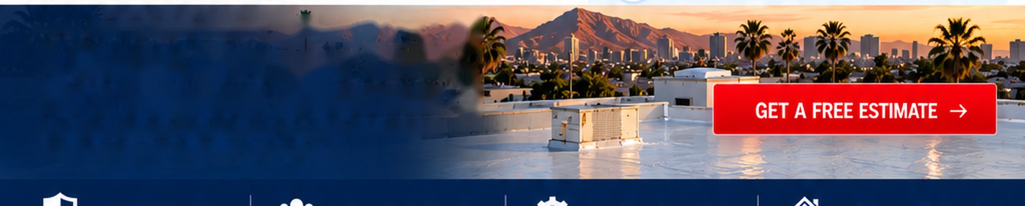 Freshly coated white roof at sunset with the San Clemente skyline behind