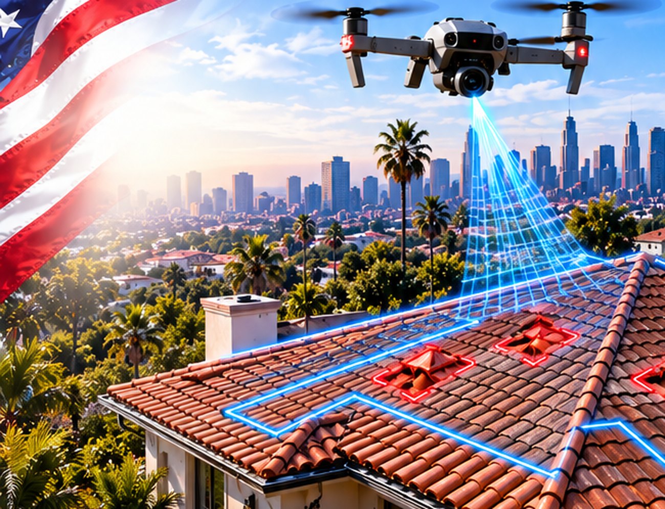 Drone roof inspection for a Sunland roof insurance claim &mdash; Free Roof Program Sunland
