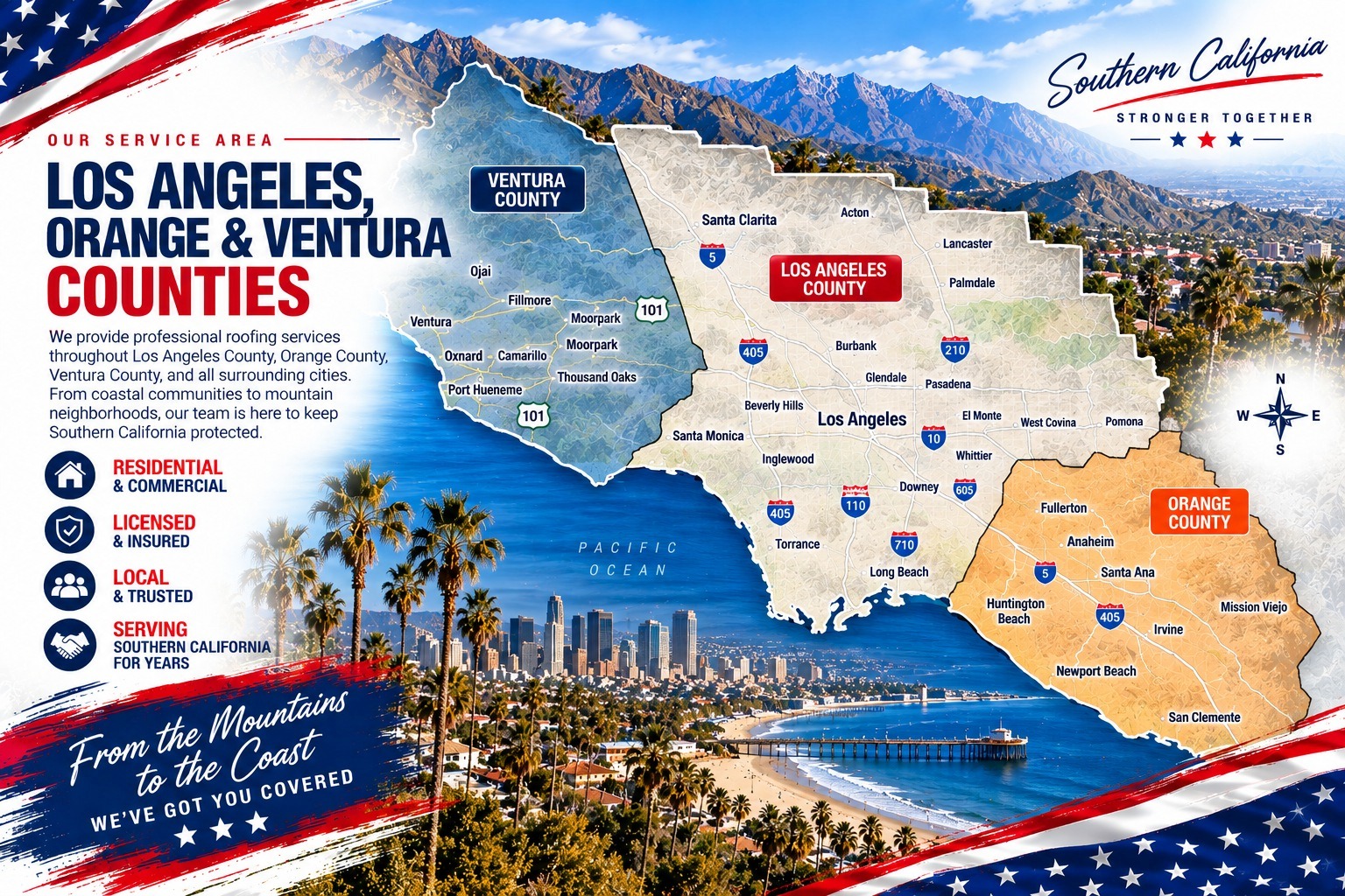 Our service area: Los Angeles, Orange and Ventura counties &mdash; Free Roof Program Sunland