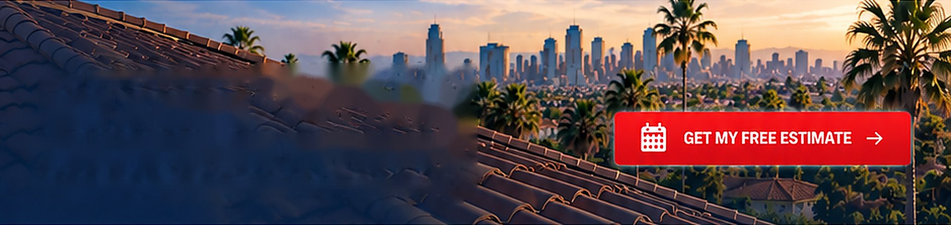 Tile rooftop at sunset looking toward the Sunland skyline &mdash; Tile Roofing Sunland