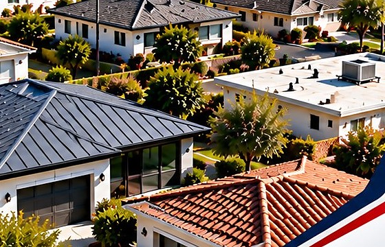 Tile roof edge detail on a Sunland home at sunset &mdash; Tile Roofing Sunland
