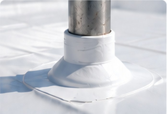 TPO flashing around a roof penetration &mdash; TPO Roofing Sunland