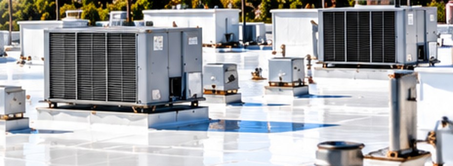 White TPO roof with rooftop HVAC units in Sunland &mdash; TPO Roofing Sunland